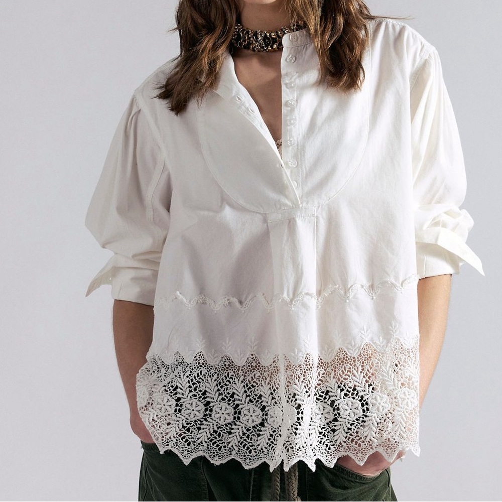 FREE PEOPLE/WE THE FREE “LITTLE BIT OF LACE” SHIRT in white NWT sz XL-1X